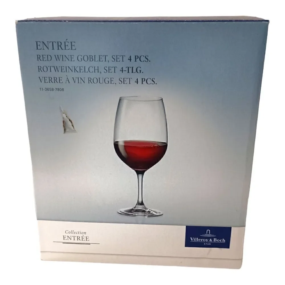 4 Villeroy & Boch Red Wine Glasses NEW Goblets Collection Entree‎ Crystal Clear